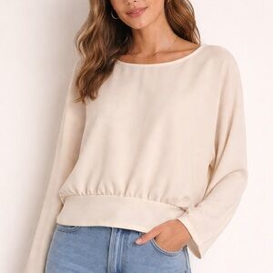 Express Cream Boatneck Pullover Sweatshirt